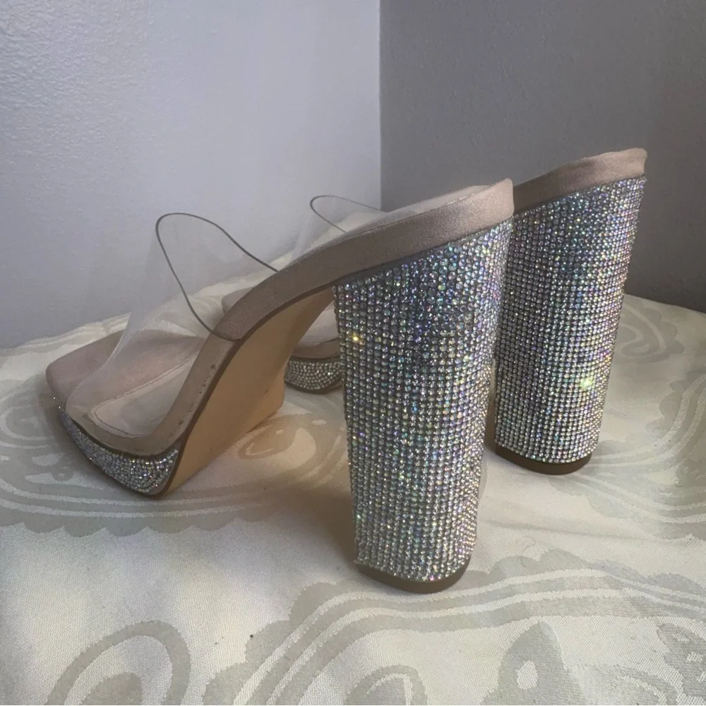 Liliana Ashley 3 Sparkling Silver Heels with Clear Strap